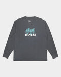 Lockwood Avenue Dancer Step Aside charcoal long-sleeve cotton jersey tee with light blue graphic print