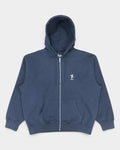 Lockwood Avenue Dancer OG logo navy blue organic cotton zip-up hoodie with kangaroo pocket and adjustable hood