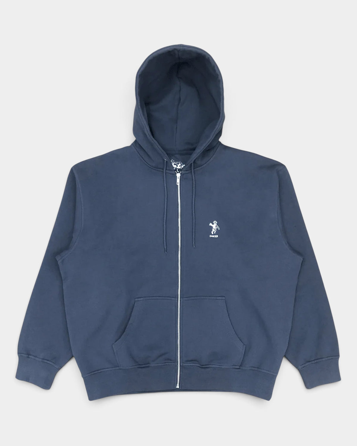 Lockwood Avenue Dancer OG logo navy blue organic cotton zip-up hoodie with kangaroo pocket and adjustable hood