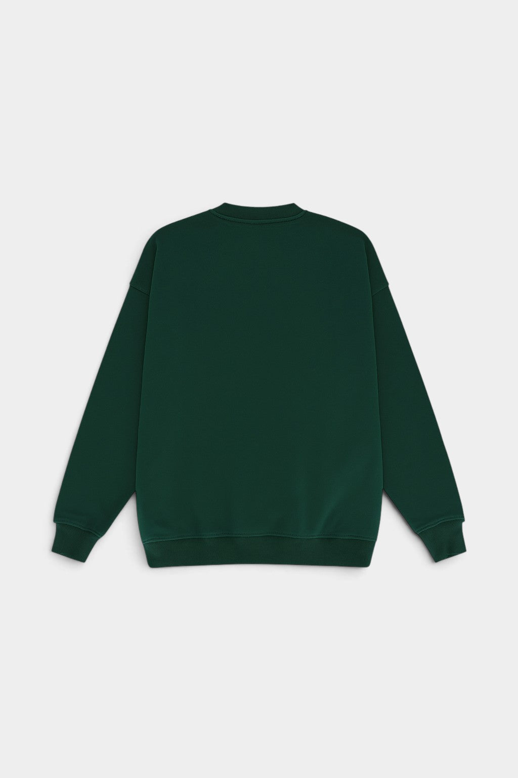 Lockwood Avenue After Midnight heavyweight dark green crewneck sweatshirt, back view, premium streetwear style.