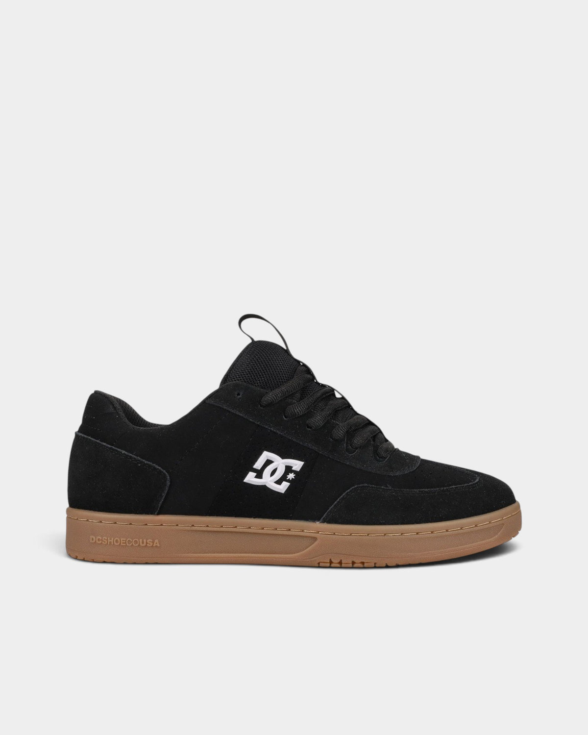 Lockwood Avenue DC Astryx S skate shoes in black Super Suede with a gum rubber cupsole and white logo detail