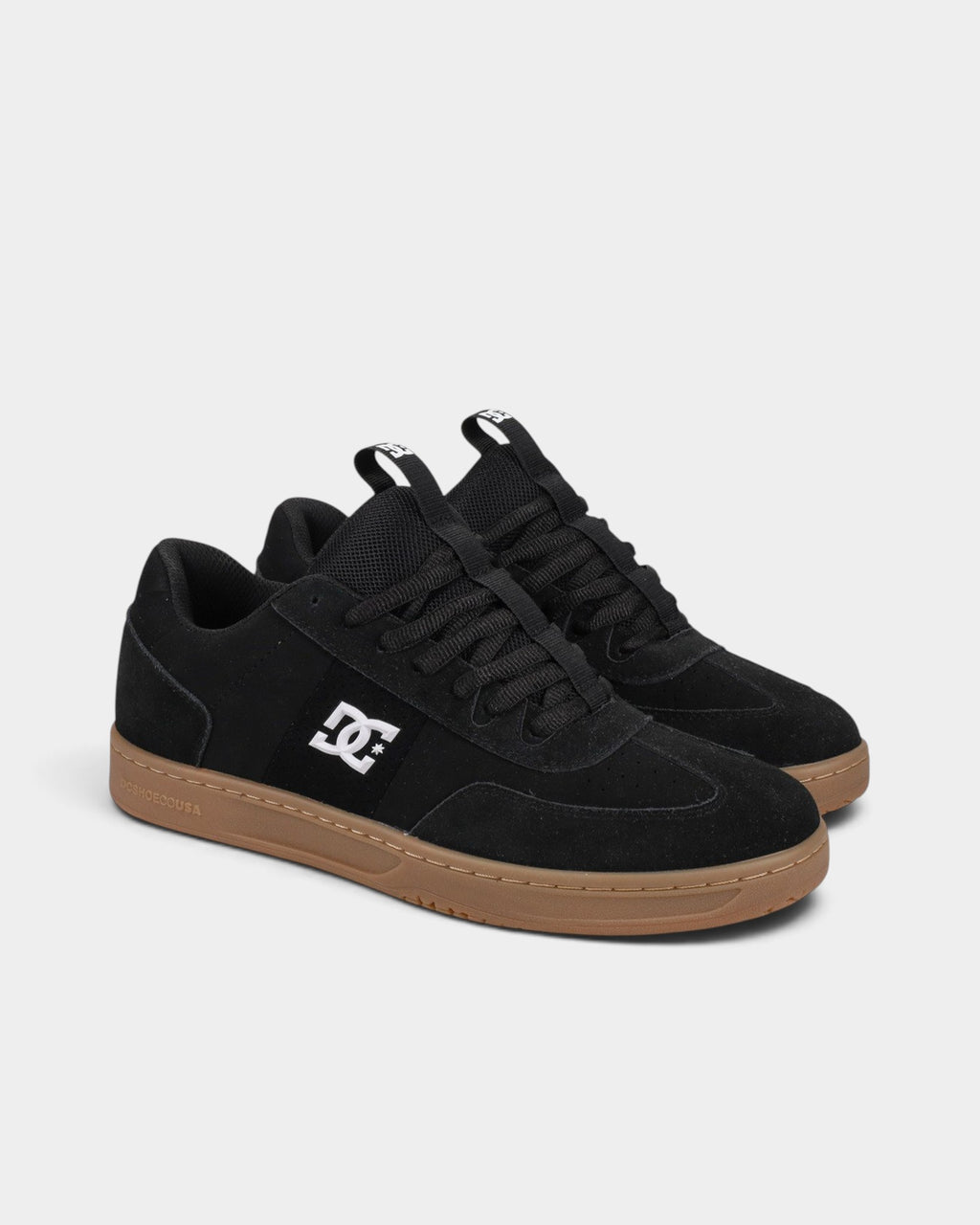 Lockwood Avenue DC Astryx S black suede skate shoes with gum rubber cupsole and white logo detailing