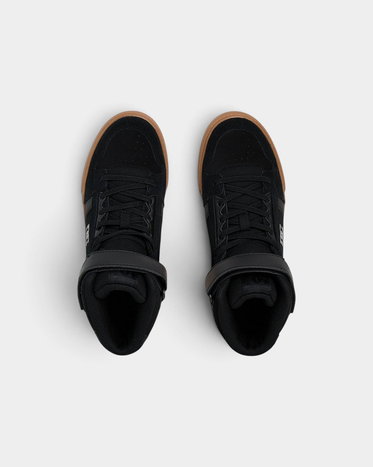 Lockwood Avenue DC Pure high-top skate shoes in black leather with gum rubber cupsole and padded collar