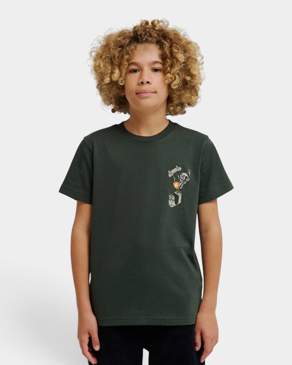 Lockwood Avenue DC Shoes youth crew neck t-shirt in dark green cotton jersey with a small graphic chest print