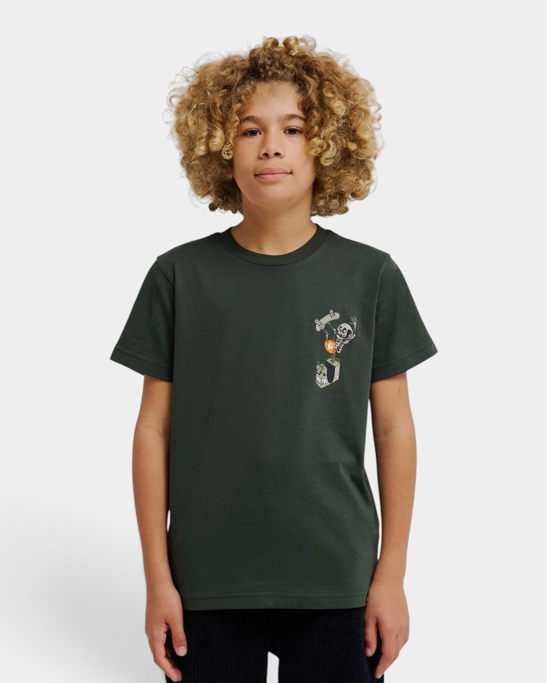 Lockwood Avenue DC Shoes youth crew neck t-shirt in dark green cotton jersey with a small graphic chest print