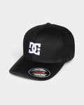 Lockwood Avenue DC Shoes Star Cap in black with white embroidered logo and Flexfit curved brim design