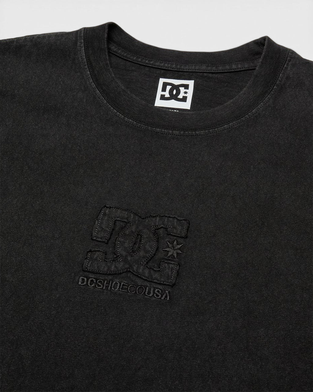 Lockwood Avenue DC Twofer long sleeve t-shirt in black with a tonal embroidered logo on the chest