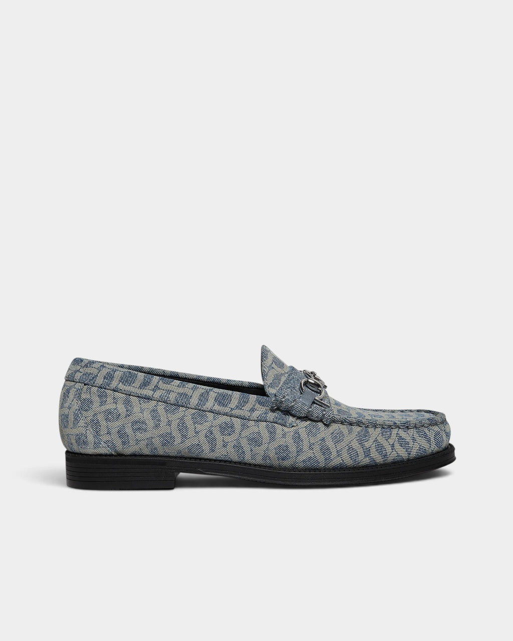 Lockwood Avenue G.H. Bass x Pop Easy Weejuns Lincoln loafers in light blue denim with laser print and silver horsebit