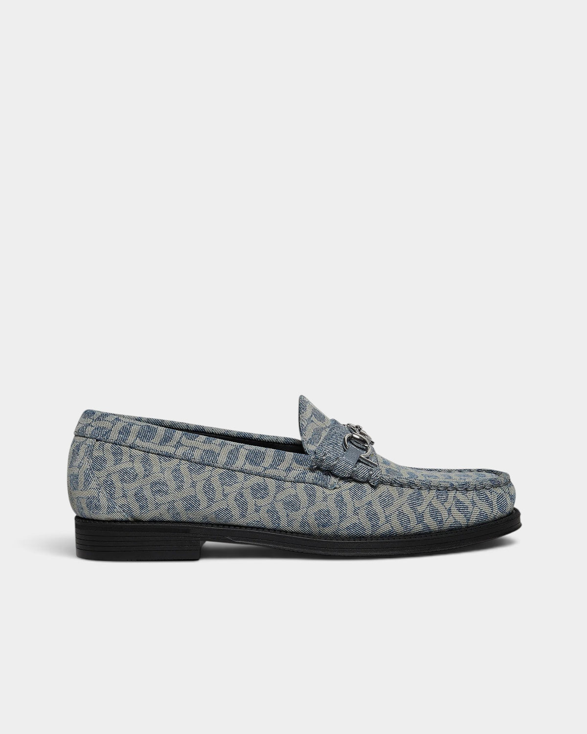 Lockwood Avenue G.H. Bass x Pop Easy Weejuns Lincoln loafers in light blue denim with laser print and silver horsebit