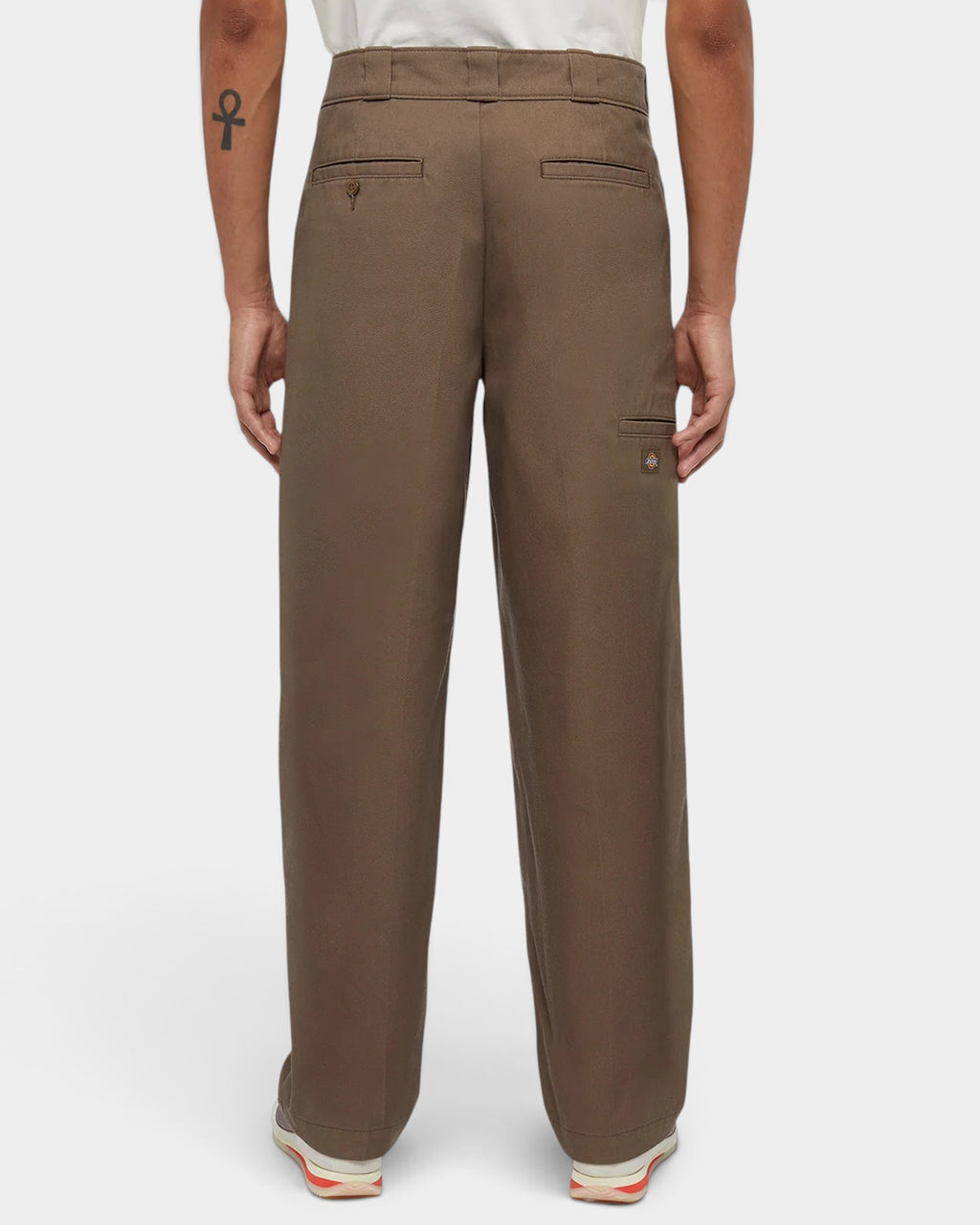 Lockwood Avenue Dickies 247 loose fit brown poly-cotton work pants featuring back welt pockets and woven logo label