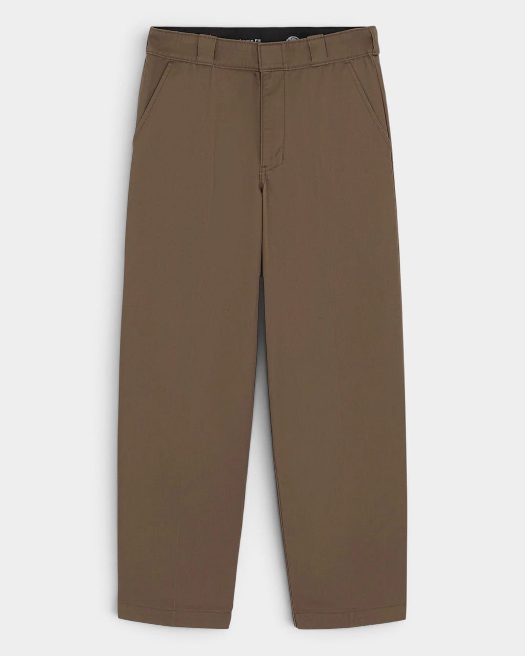Lockwood Avenue Dickies 247 loose fit work pants in brown poly-cotton blend with belt loops and side pockets.