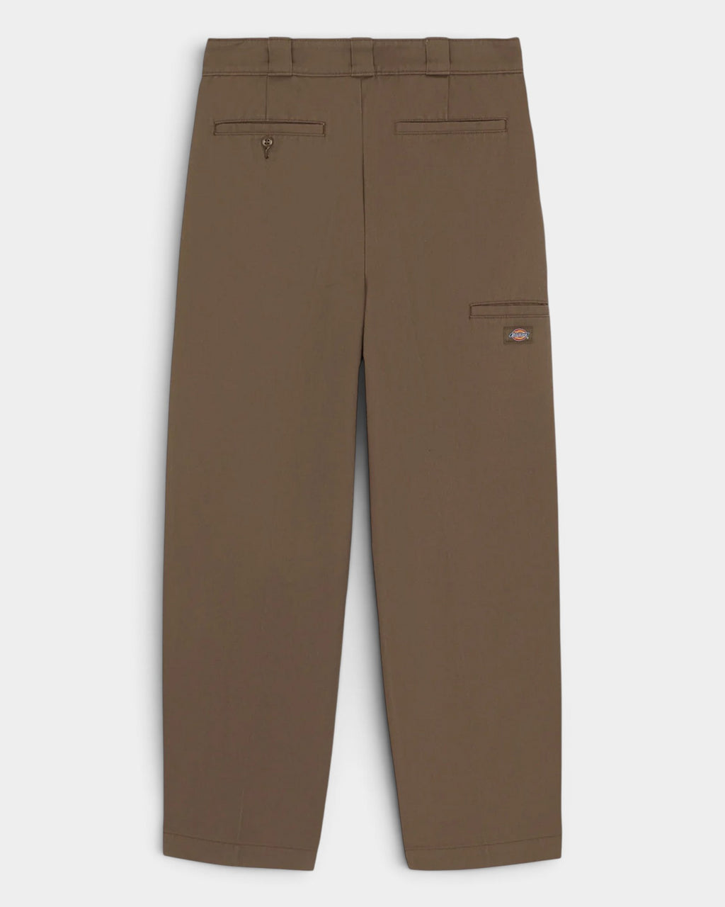 Lockwood Avenue Dickies 247 loose work pants in brown poly-cotton with welt back pockets and woven leg label