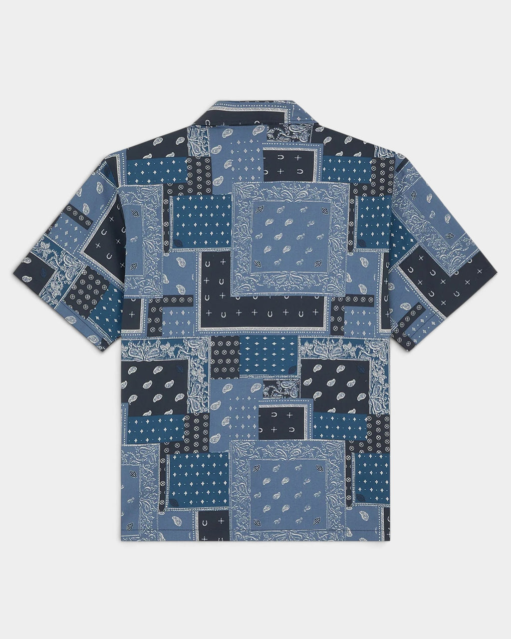 Lockwood Avenue Dickies Glandorf short-sleeve shirt in blue with an all-over bandana print and revere collar, back view