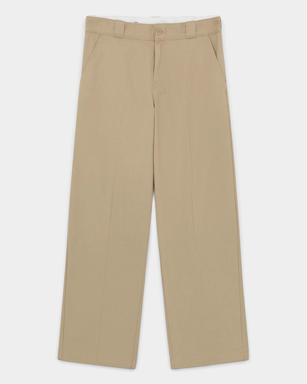 Lockwood Avenue Dickies 247 loose work pants in beige cotton twill with a tailored silhouette and front slash pockets.