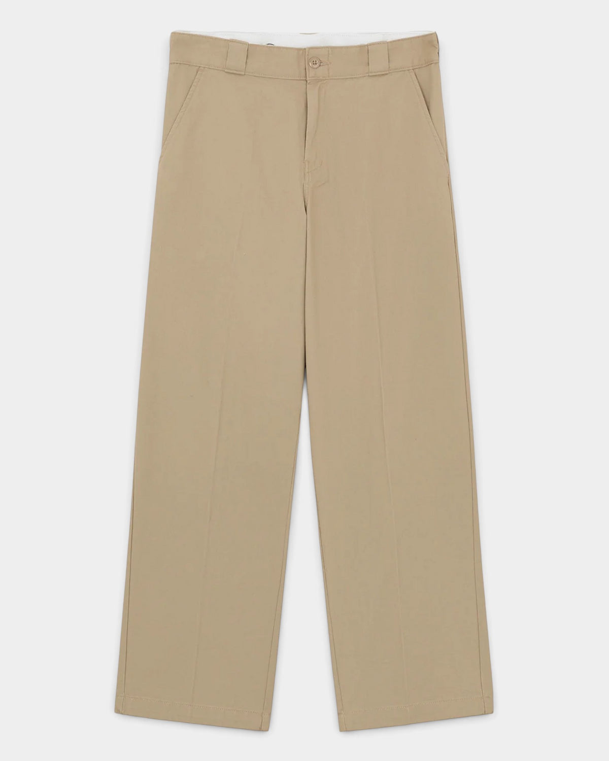 Lockwood Avenue Dickies 247 loose work pants in beige cotton twill with a tailored silhouette and front slash pockets.