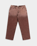 Lockwood Avenue Dime relaxed burgundy denim pants with a sandblasted finish and western-style pockets