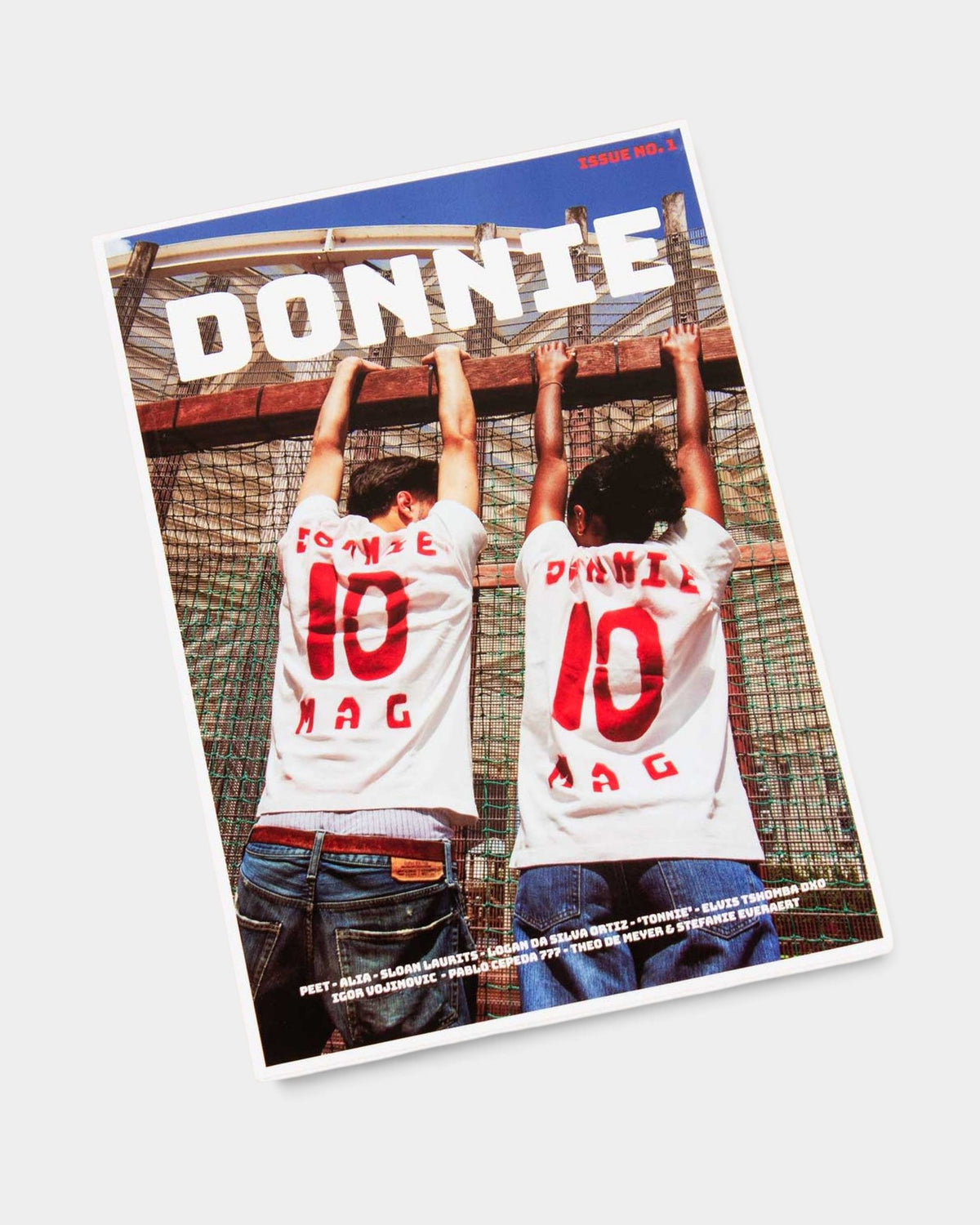 Lockwood Avenue Donnie Magazine Issue 1 cover featuring two people in white shirts with red number 10 prints