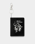 Lockwood Avenue Sci-Fi Fantasy black patent leather bi-fold wallet with white dragon print and attached chain
