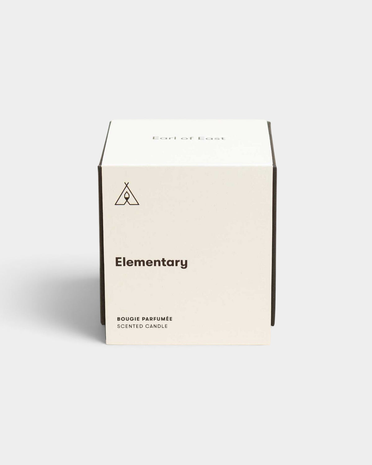 Lockwood Avenue Earl of East Elementary scented candle in a minimalist cream box with black branding