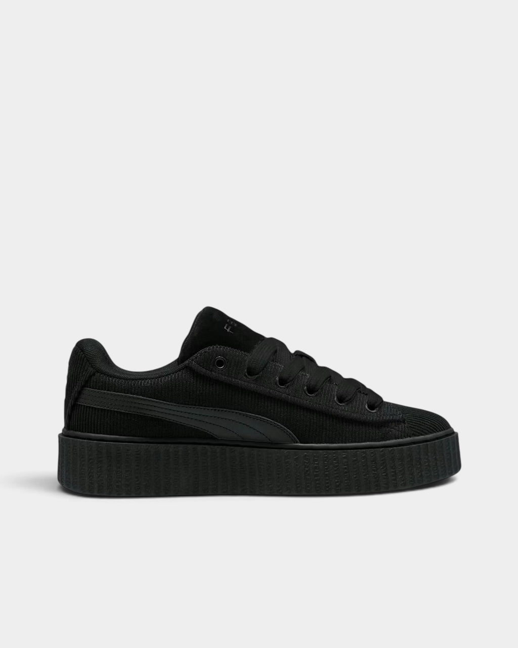 Lockwood Avenue Fenty x Puma Creeper Phatty sneakers in all black corduroy with a thick grooved platform sole