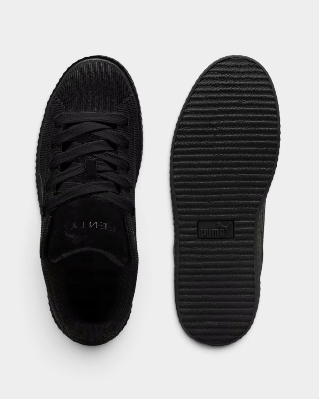 Lockwood Avenue Fenty x Puma Creeper Phatty all-black corduroy sneakers with thick grooved platform soles
