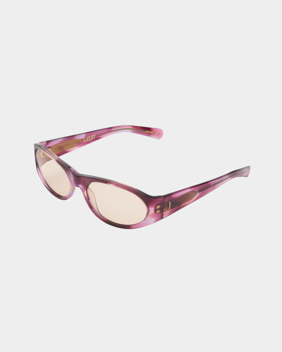Lockwood Avenue Flatlist Eddie Kyu sunglasses in fantasy pink Italian acetate with peach-tinted Carl Zeiss lenses.