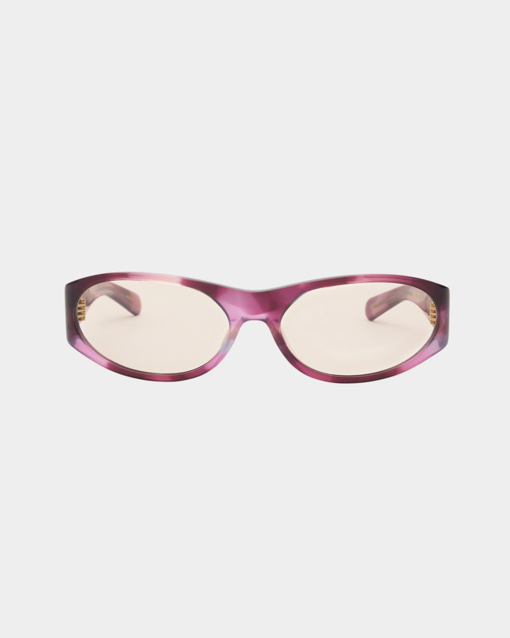 Lockwood Avenue Flatlist Eddie Kyu sunglasses in fantasy pink acetate with peach-tinted Carl Zeiss blue light lenses.