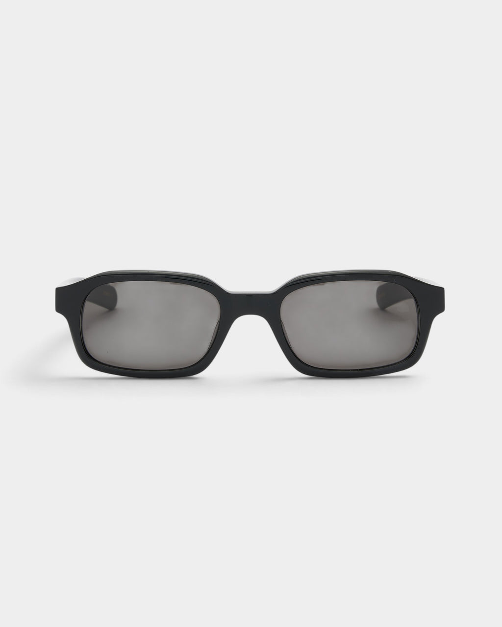 Lockwood Avenue Flatlist Hanky slim rectangular sunglasses in black Italian acetate with solid black Carl Zeiss lenses.