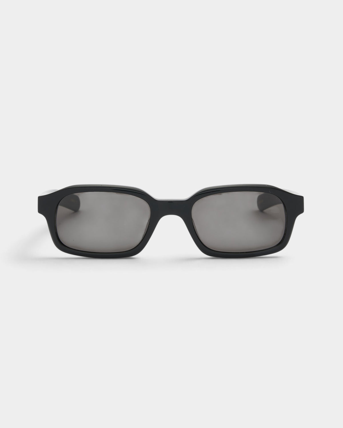 Lockwood Avenue Flatlist Hanky slim rectangular sunglasses in black Italian acetate with solid black Carl Zeiss lenses.