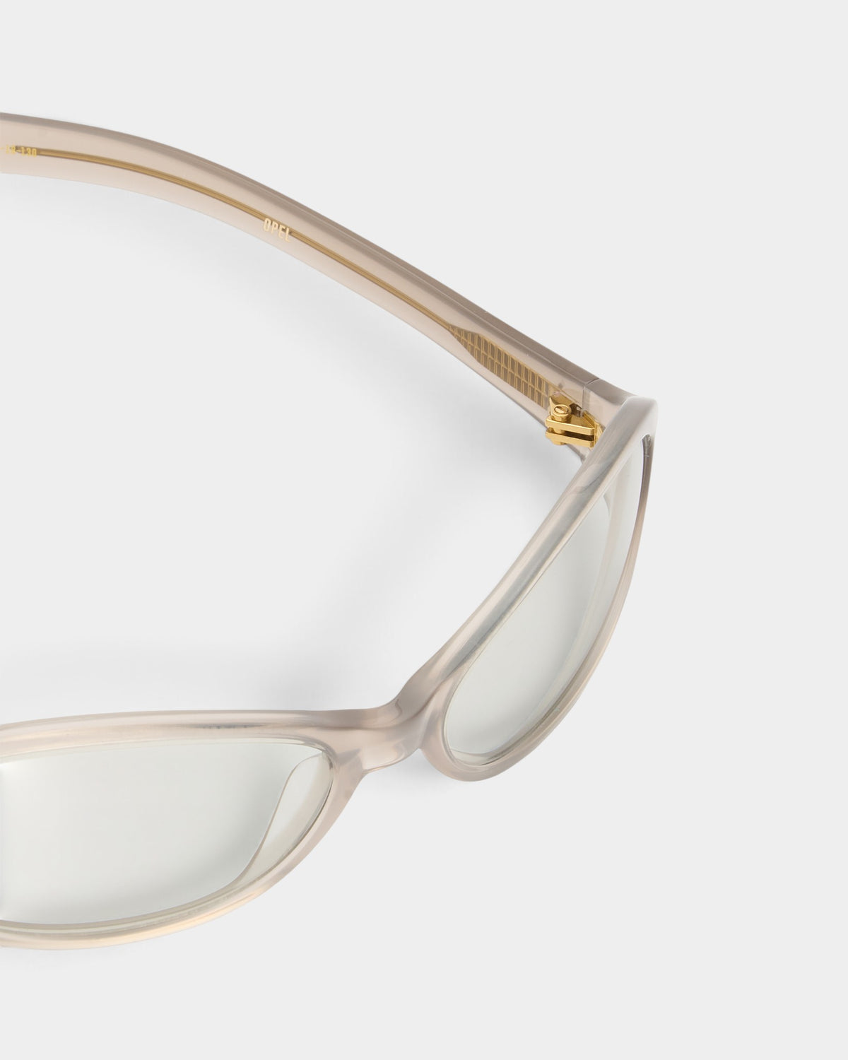 Lockwood Avenue Flatlist Opel sunglasses featuring a gray Italian acetate frame and gold-tone OBE hinges.