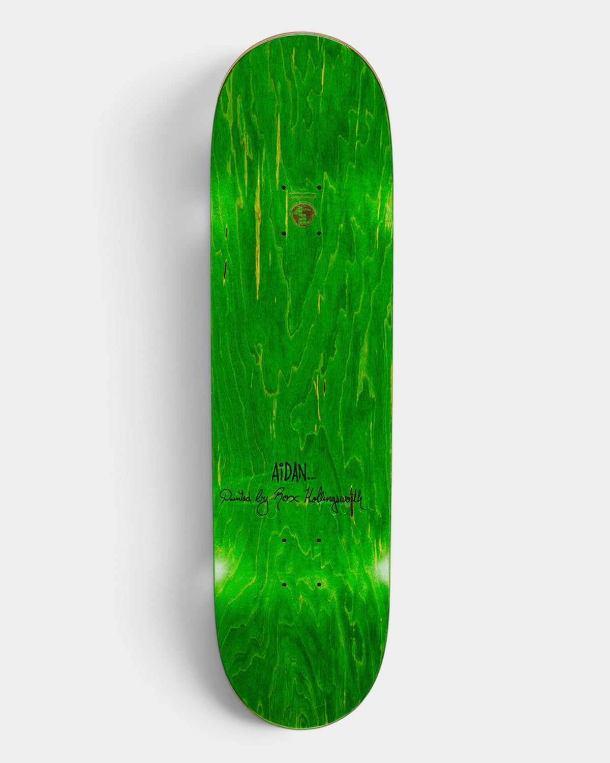 Lockwood Avenue Fucking Awesome Aidan Mackey 8.44 inch skateboard deck with green wood grain finish