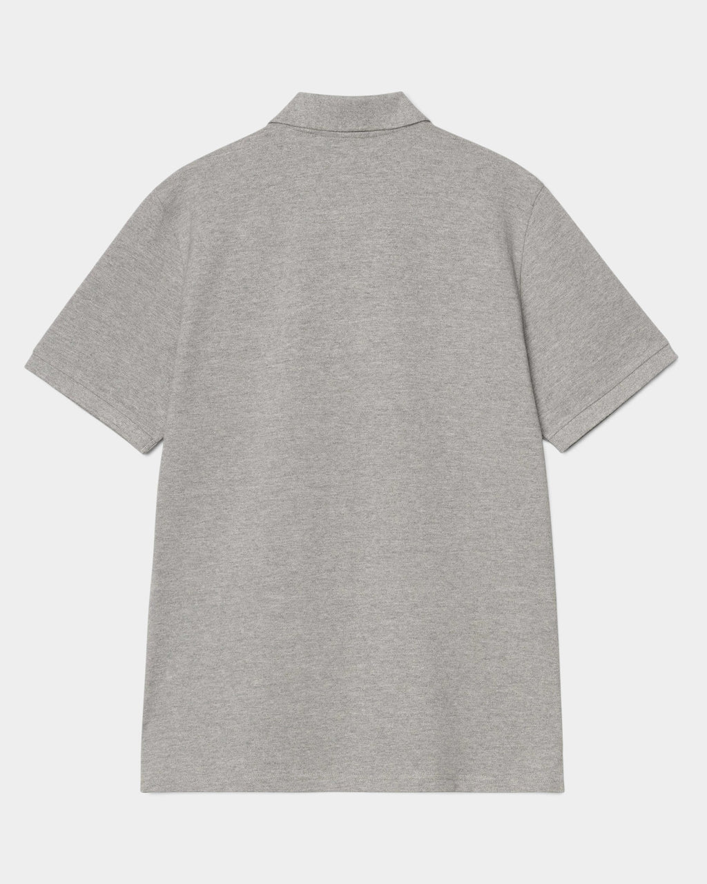 Back view of a grey Carhartt Chase Pique Polo shirt made from cotton piqué fabric by Lockwood Avenue