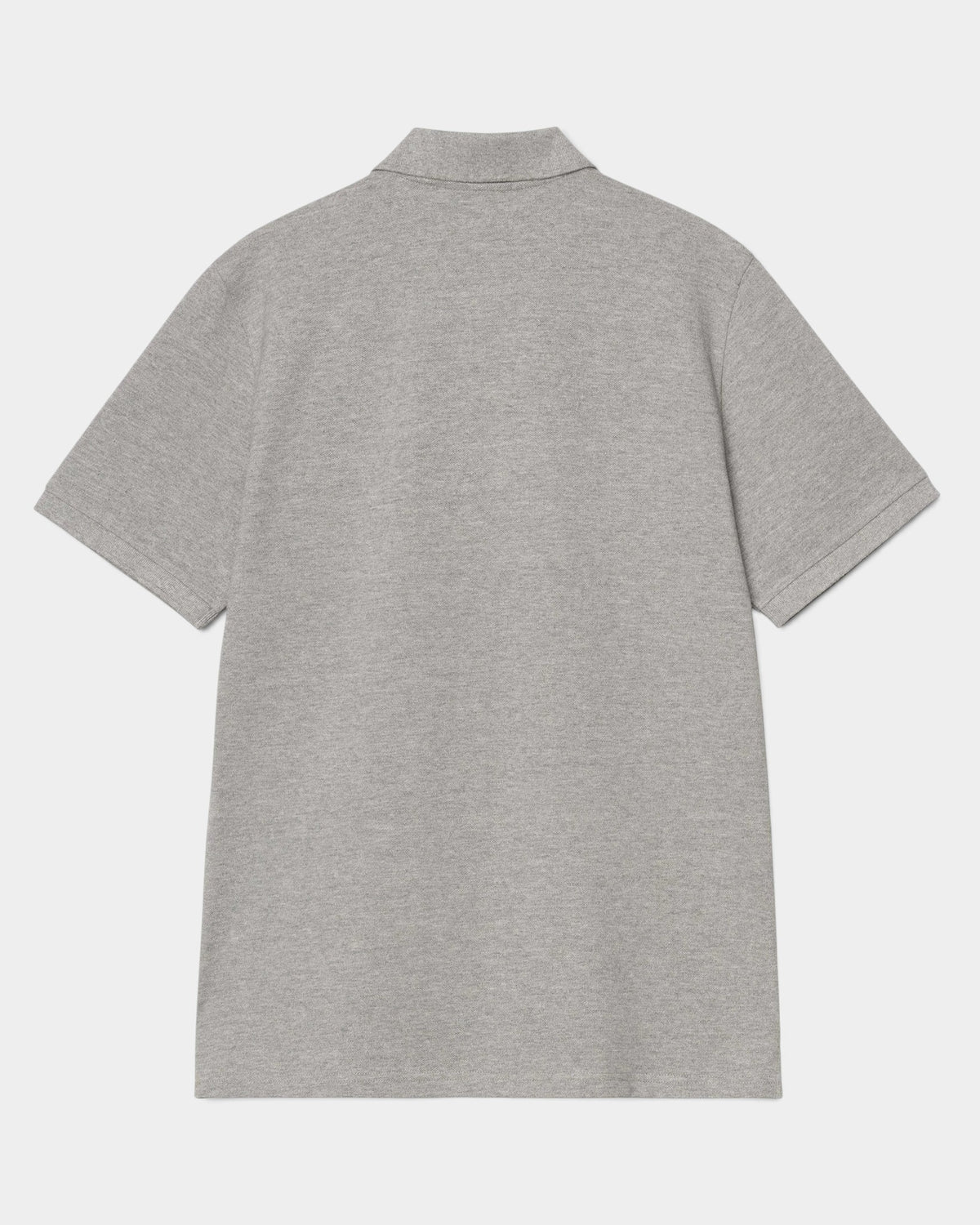 Back view of a grey Carhartt Chase Pique Polo shirt made from cotton piqué fabric by Lockwood Avenue