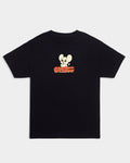 Lockwood Avenue GX1000 black cotton t-shirt featuring a screen printed cartoon mouse graphic on the chest.