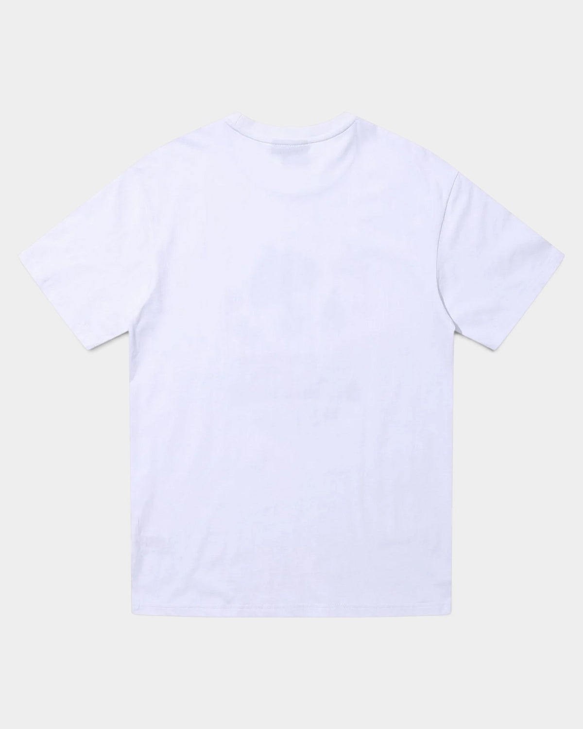 Back view of a white Lockwood Avenue Hélas Vacances cotton t-shirt with a regular fit and ribbed collar.