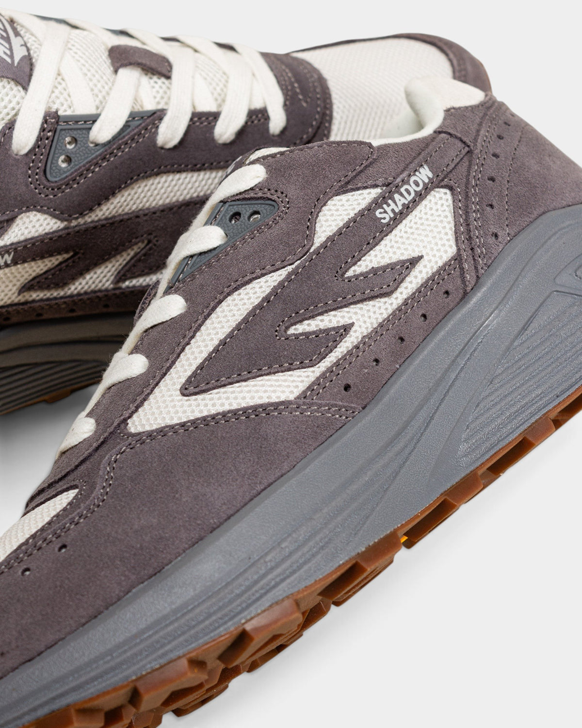 Lockwood Avenue Hi-Tec HTS Shadow RGS sneakers in cream and gray suede and canvas with a Vibram rolling gait sole