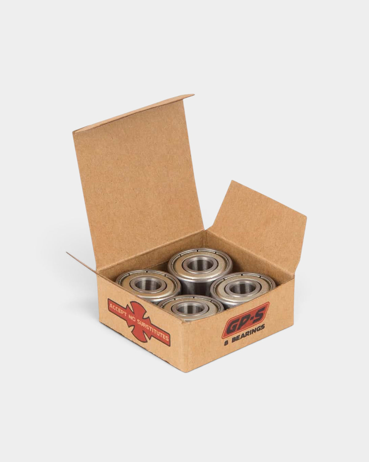 Lockwood Avenue Independent GP-S skateboard bearings in a cardboard box with metal shields and micro-polished races