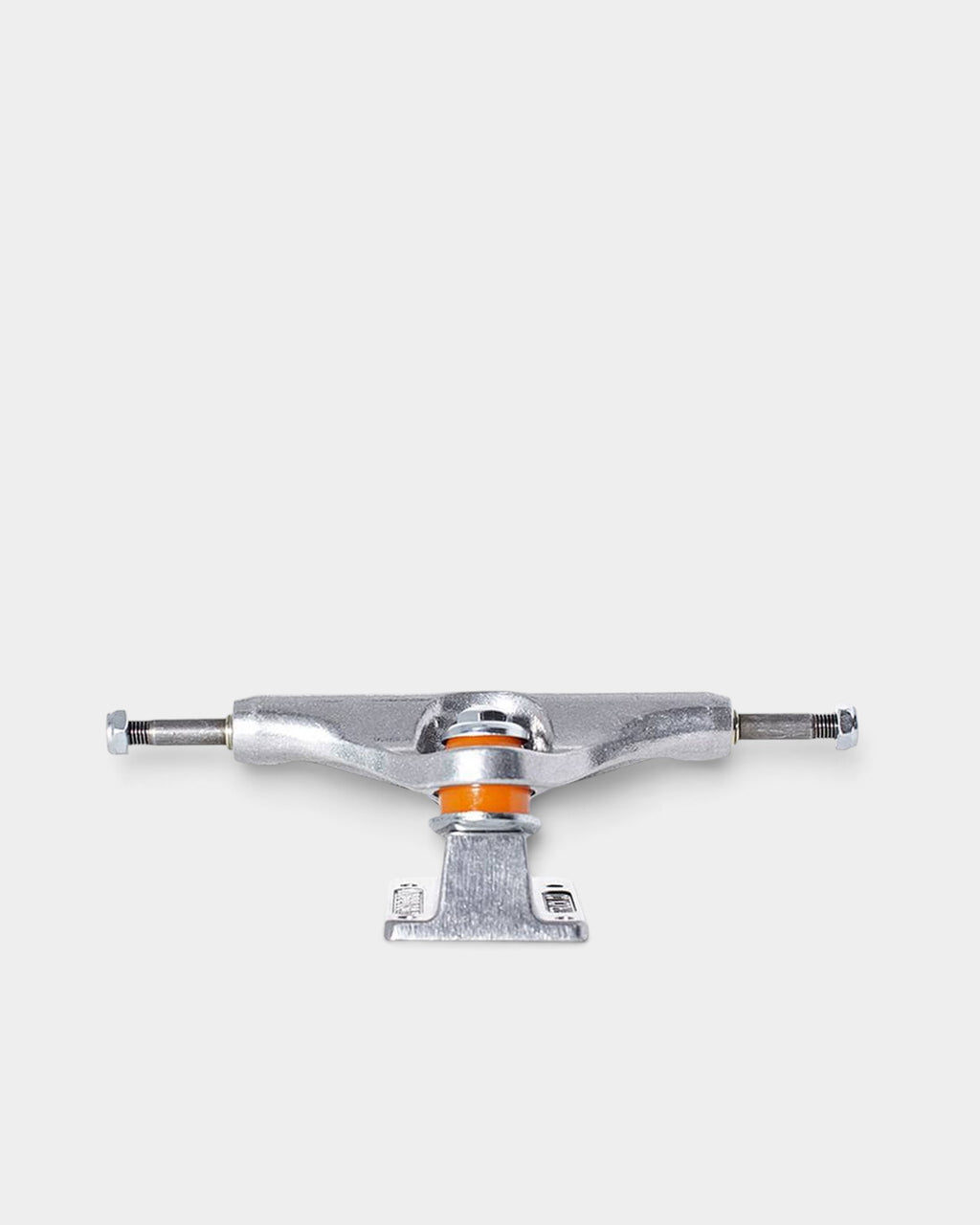 Lockwood Avenue Independent Stage 11 MiD polished aluminum skateboard truck with orange cushions