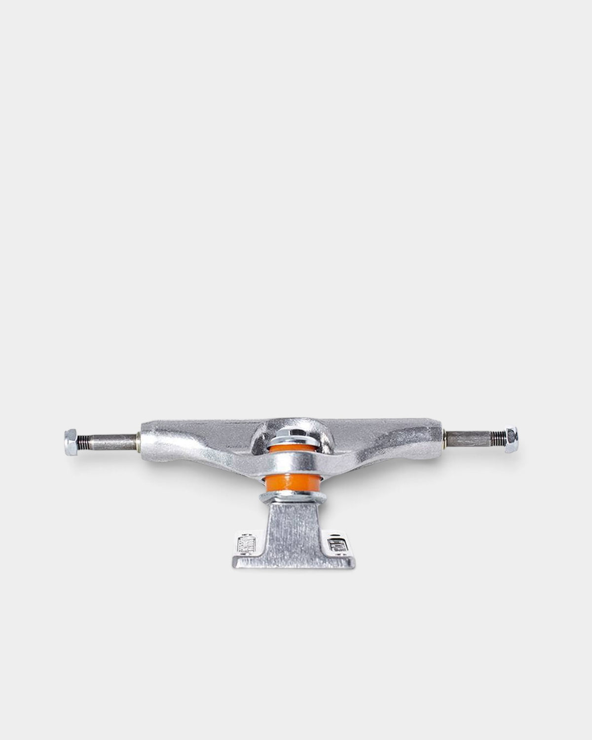 Lockwood Avenue Independent Stage 11 MiD polished aluminum skateboard truck with orange cushions