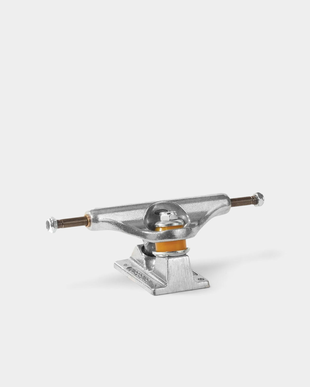 Lockwood Avenue Independent Stage 11 polished aluminum skateboard truck with orange bushings and steel axle
