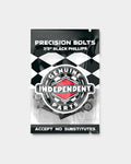 Lockwood Avenue Independent 7/8 inch black Phillips skateboard bolts in branded packaging with nylon lock nuts