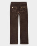 Lockwood Avenue Juicy Couture java brown velour track pants with a flared leg and gold-tone hardware back pockets.