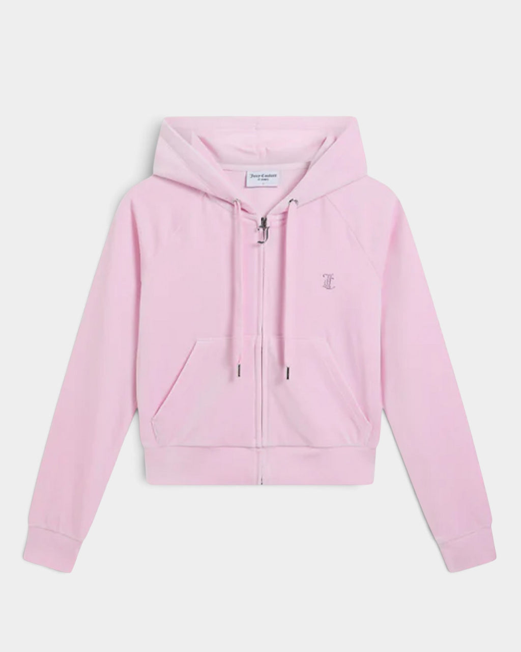 Lockwood Avenue Juicy Couture cherry blossom pink velour zip-up hoodie with silver gothic J zip pull