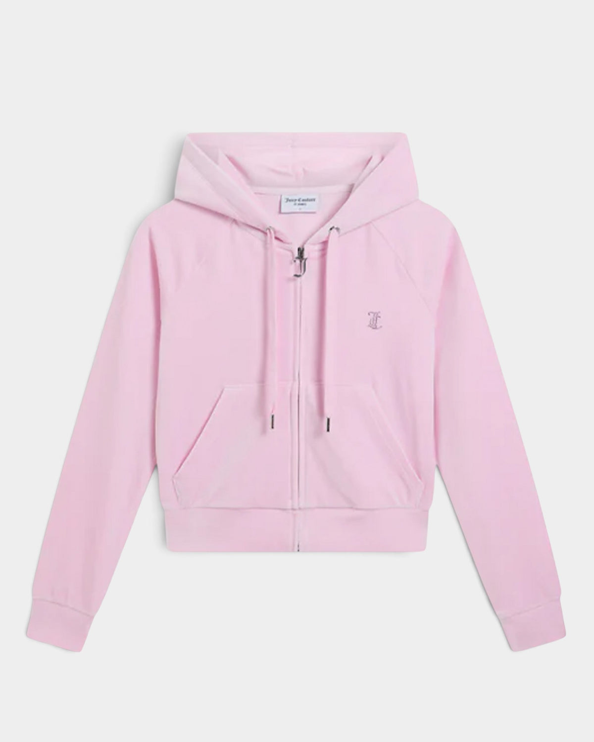 Lockwood Avenue Juicy Couture cherry blossom pink velour zip-up hoodie with silver gothic J zip pull