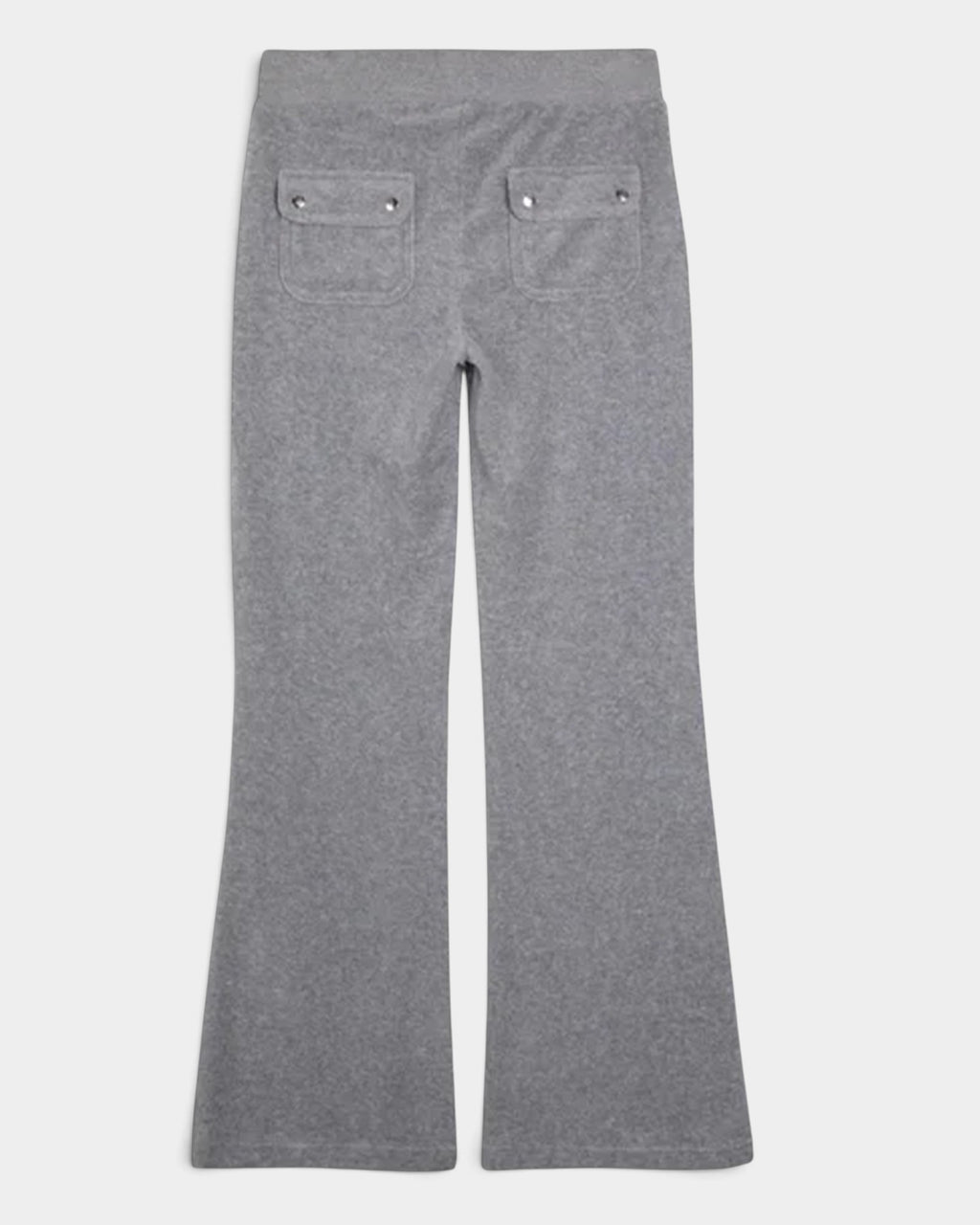 Lockwood Avenue Juicy Couture silver marl velour flare joggers with back popper pockets and low-rise fit