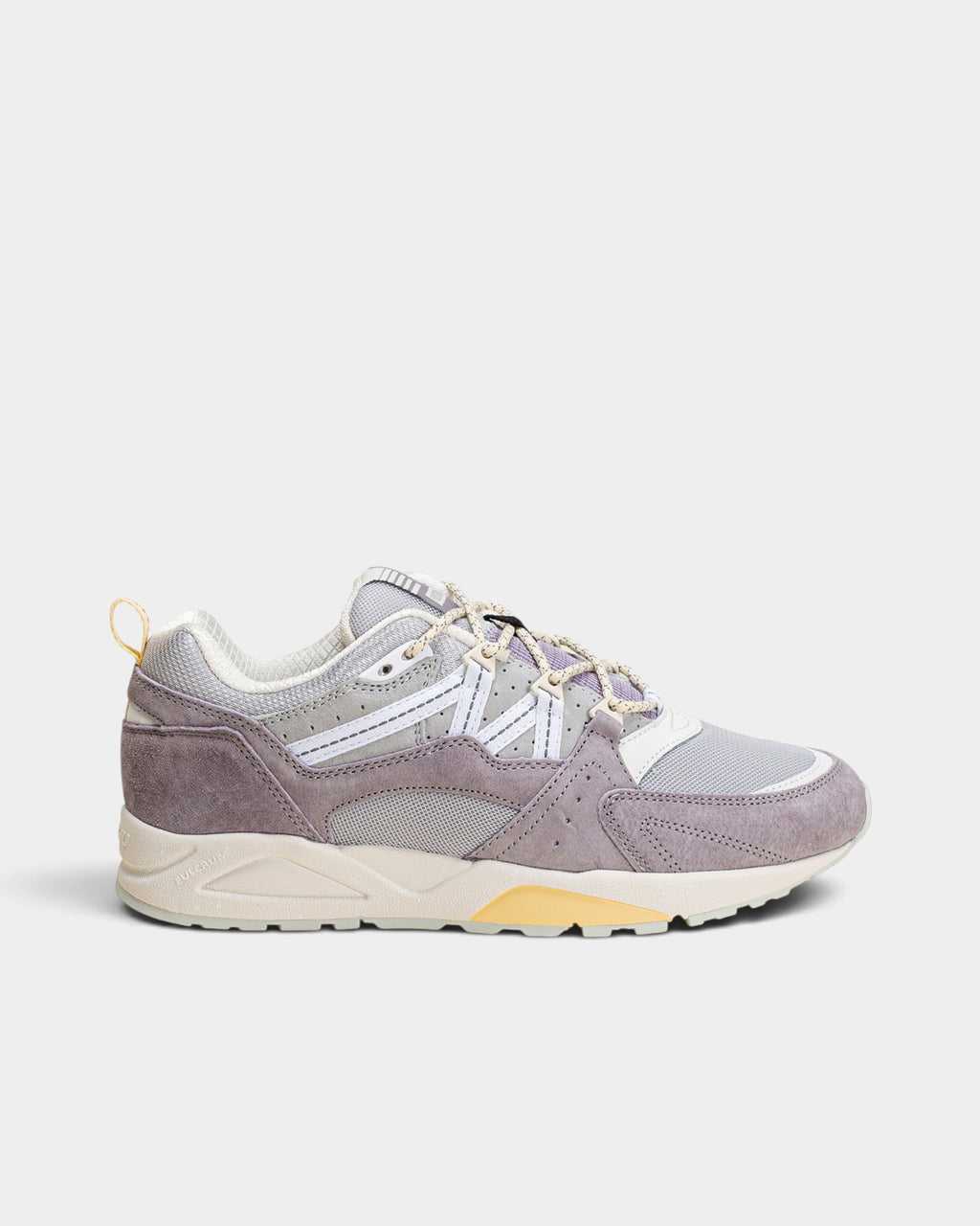 Lockwood Avenue Karhu Fusion 2.0 sneakers in gray-blue suede, leather, and mesh with white accents and Fulcrum midsole.