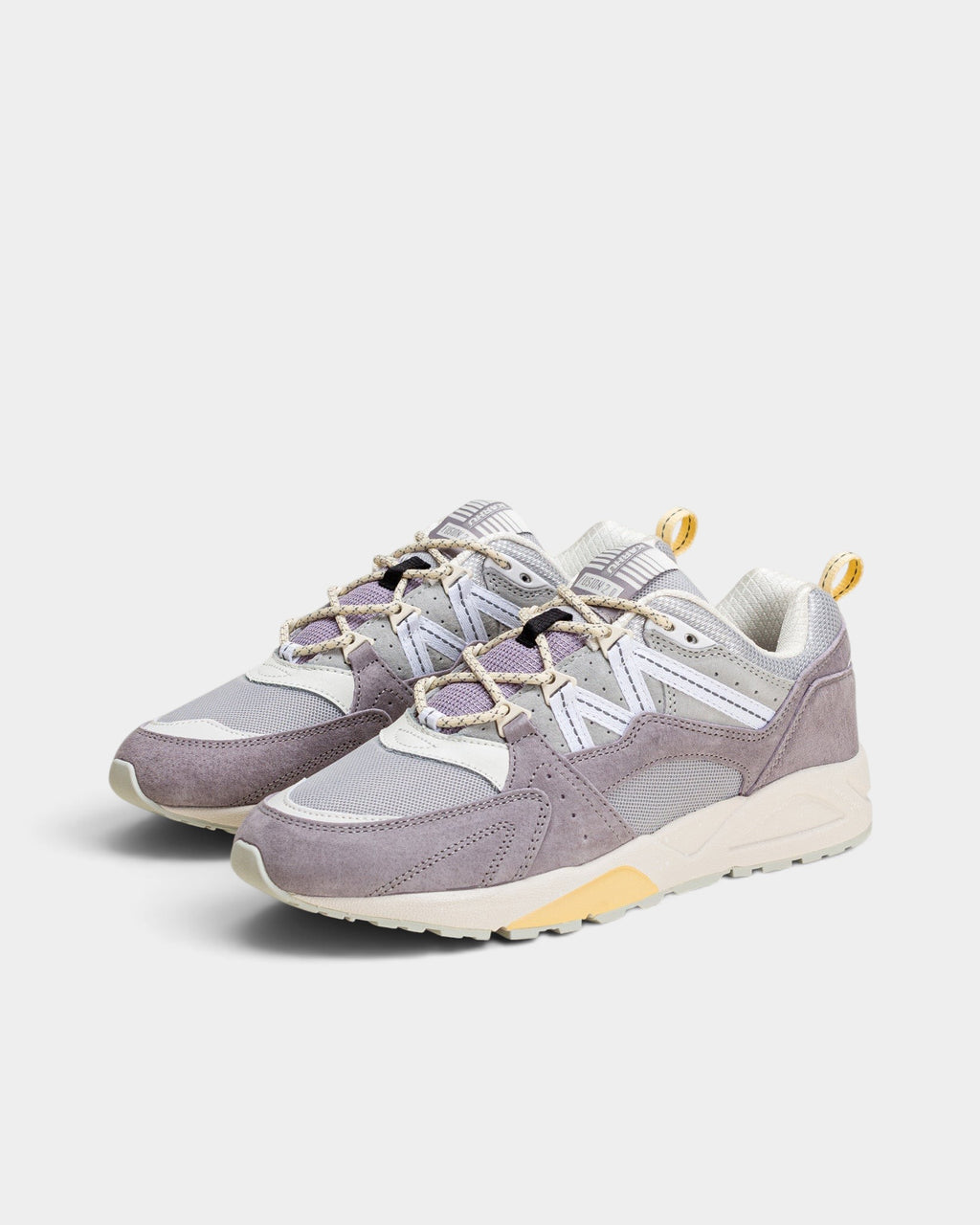 Lockwood Avenue Karhu Fusion 2.0 sneakers in Raindrops gray-blue and white suede, leather, and mesh.