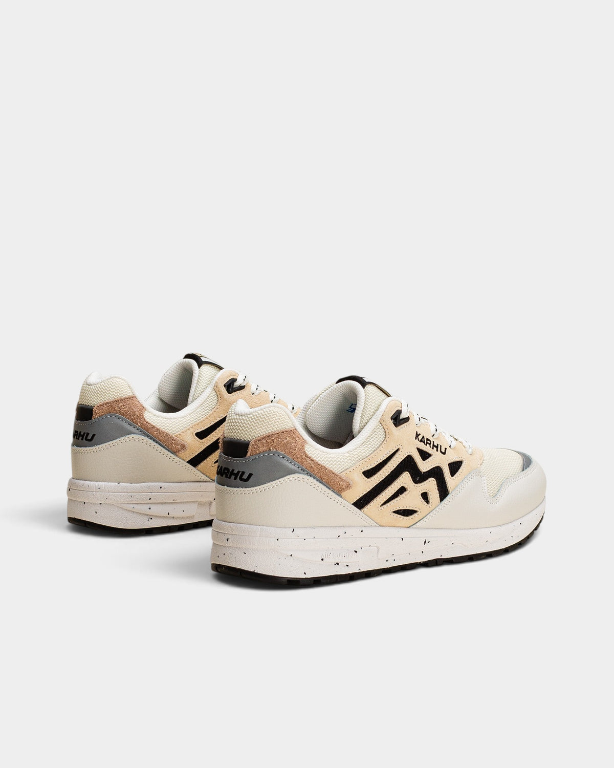 Lockwood Avenue Karhu Legacy 96 sneakers in off-white and wood-tone suede and leather with speckled EVA midsole