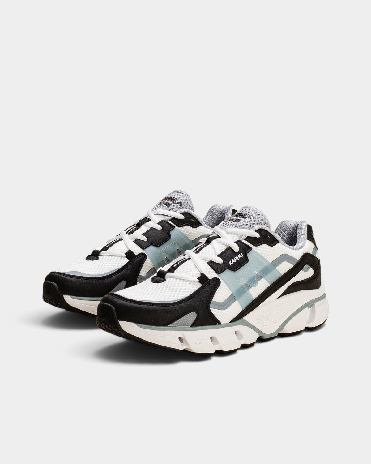 Lockwood Avenue Karhu Super Fulcrum running shoes in black and white mesh with sterling blue accents.
