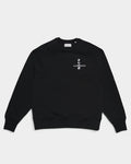 Lockwood Avenue Kawamura black organic cotton crewneck sweatshirt with white Japanese kanji embroidery on chest